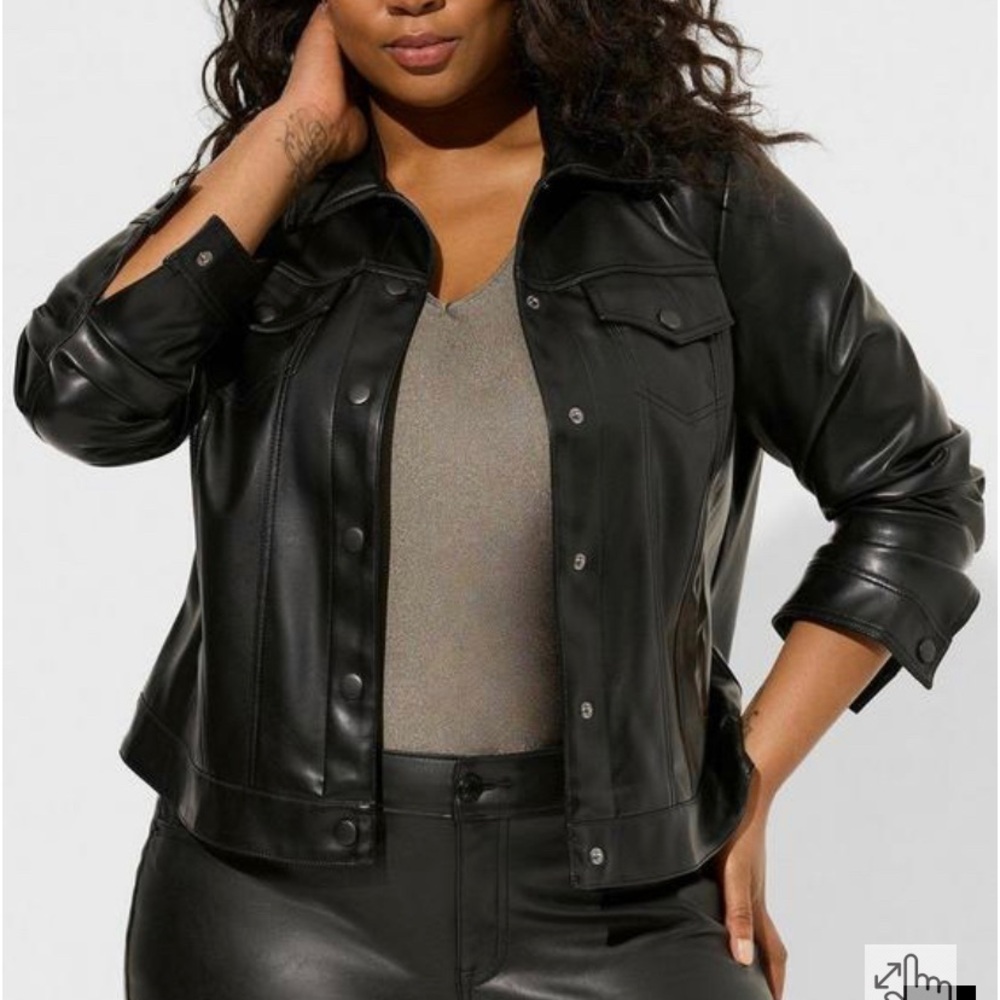 Torrid Faux Leather Trucker Jean Jacket 2X